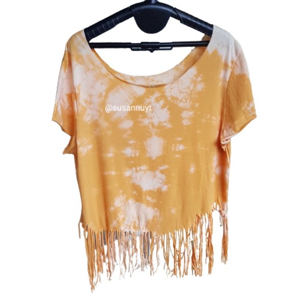 Custom Tie-Dye Reconstructed Snoopy Dog Woodstock Animalcore Western Boho Top - Picture 2 of 3